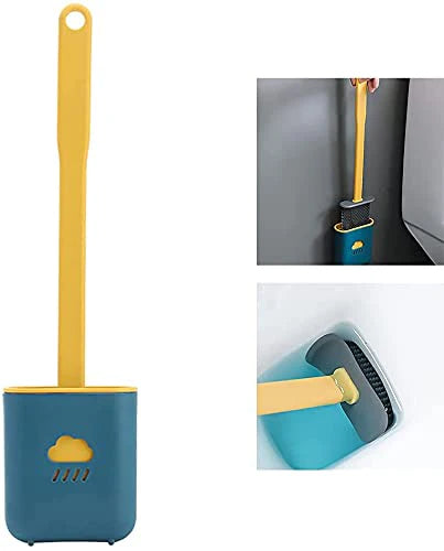 Silicone Toilet Brush Flexible Soft Bristle Brush With Quick Dry Holder Cleaning Brush For Toilet Accessories ( Without Sticker Box )